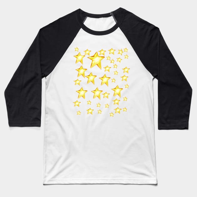 3d yellow gold stars set pattern bling glitz glamour glitter dazzle Baseball T-Shirt by Artonmytee